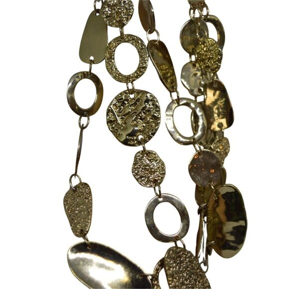 Chico’s Gold Chunky Metal Statement Multistrand Necklace Manitee Length - Picture 7 of 10